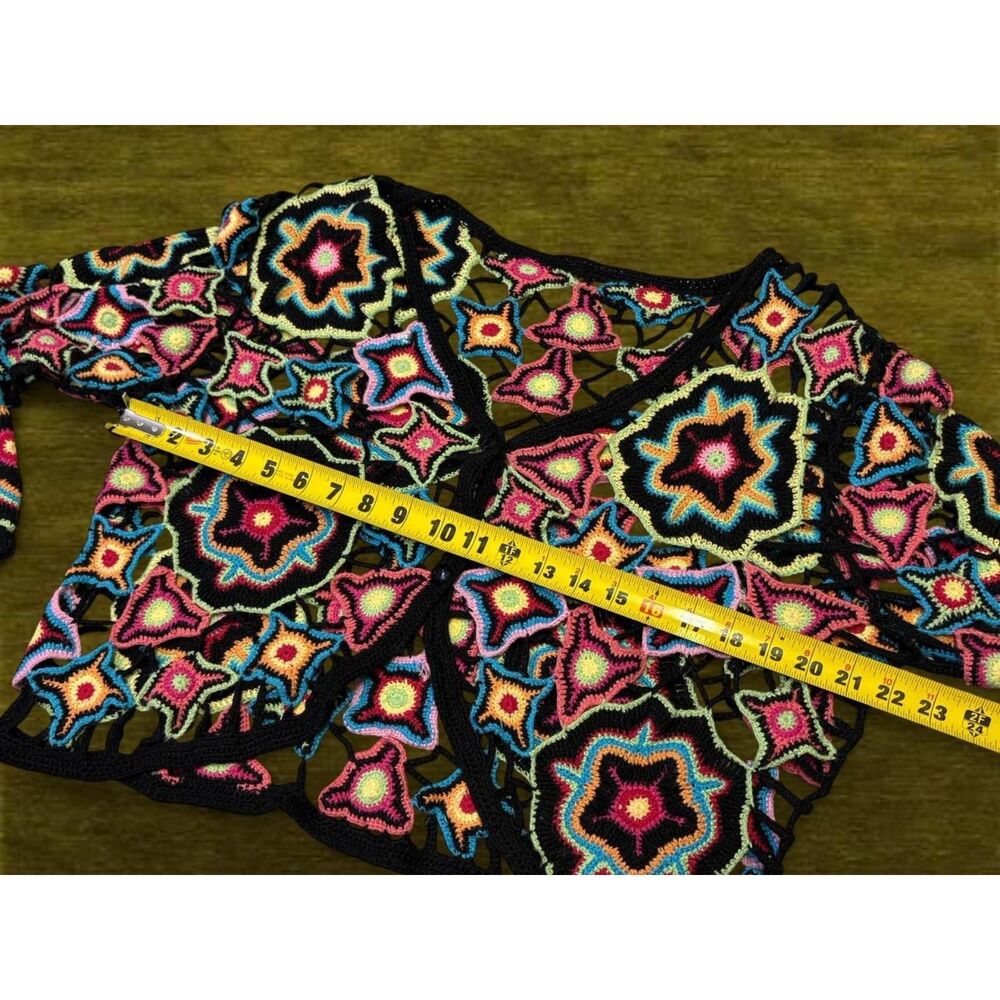 Norm Thompson Y2K Festival Crochet Rainbow Rave Summer Cardigan - Picture 7 of 8